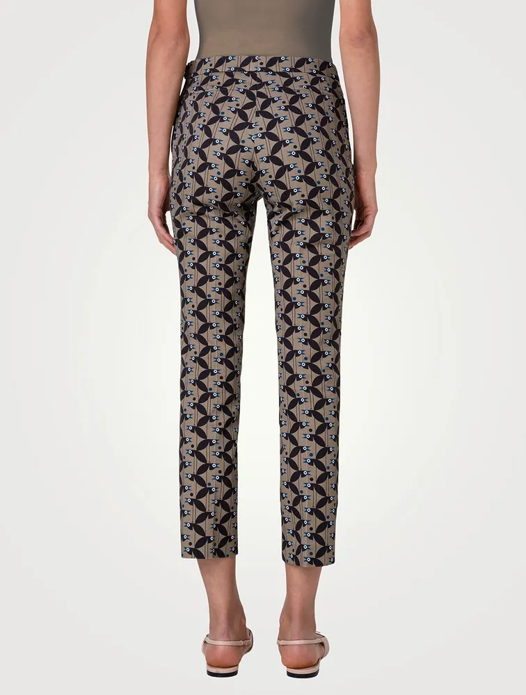 Franca Cotton Gabardine Trousers Bird Print