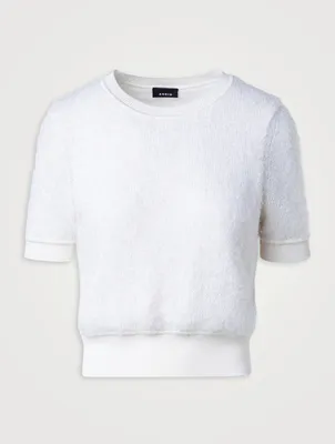 Short-Sleeve Bouclé Sweater