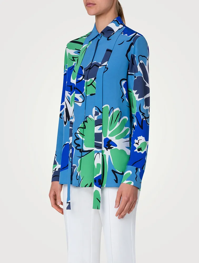 Silk Crêpe Shirt Abraham Floral Print