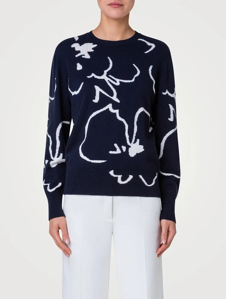 Sketched Abraham Floral Jacquard Sweater