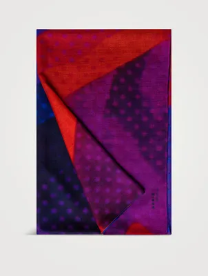 Cashmere Silk Scarf In Superimposition Print