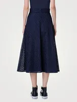 Floral-Embroidered Organza Midi Skirt