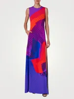 Stretch-Silk Dress Superimposition Print