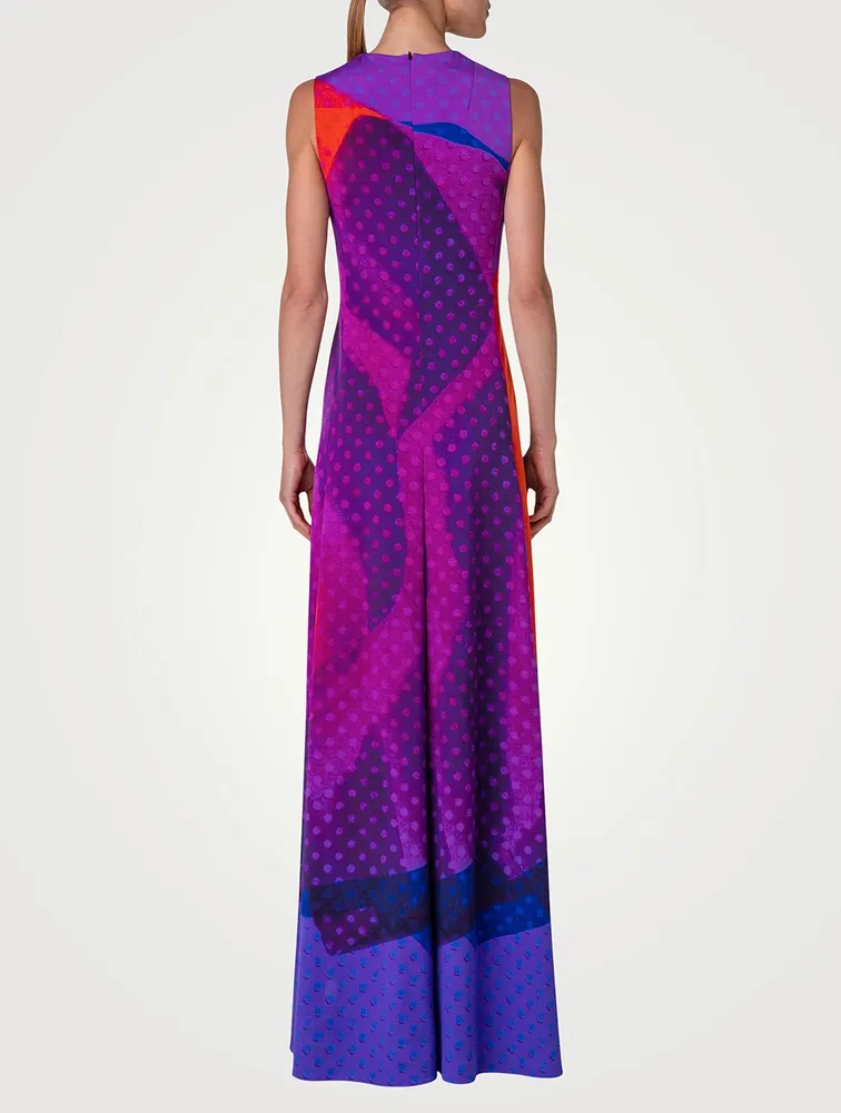 Stretch-Silk Dress Superimposition Print