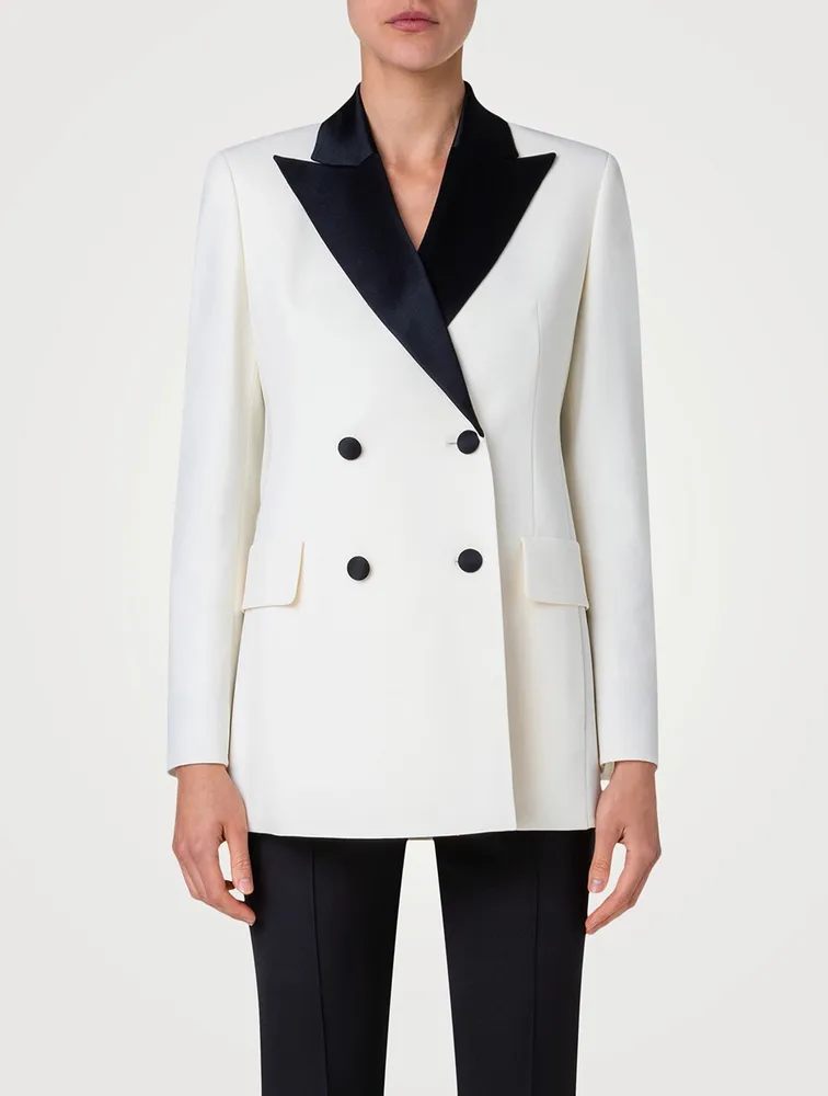 Wool Double-Face Double-Breasted Tuxedo Jacket