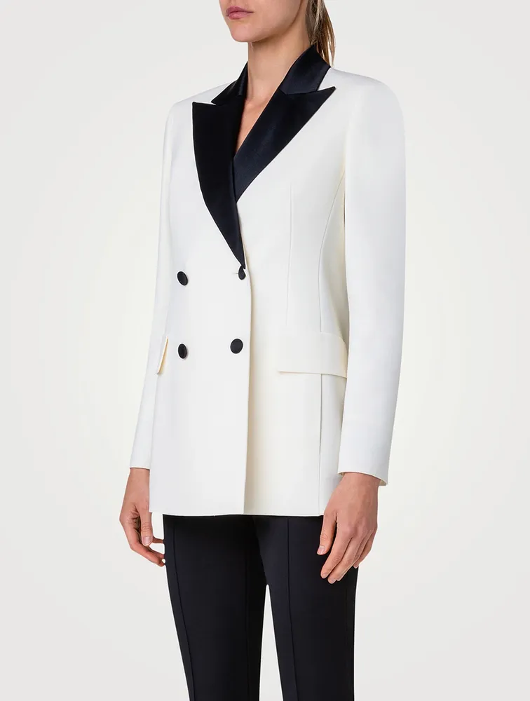 Wool Double-Face Double-Breasted Tuxedo Jacket