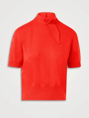 Tie-Neck Cashmere Sweater