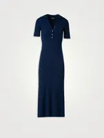 Rib-Knit Polo Midi Dress