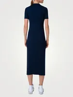 Rib-Knit Polo Midi Dress