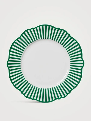 Set Of Four Green Wave Dinner Plates