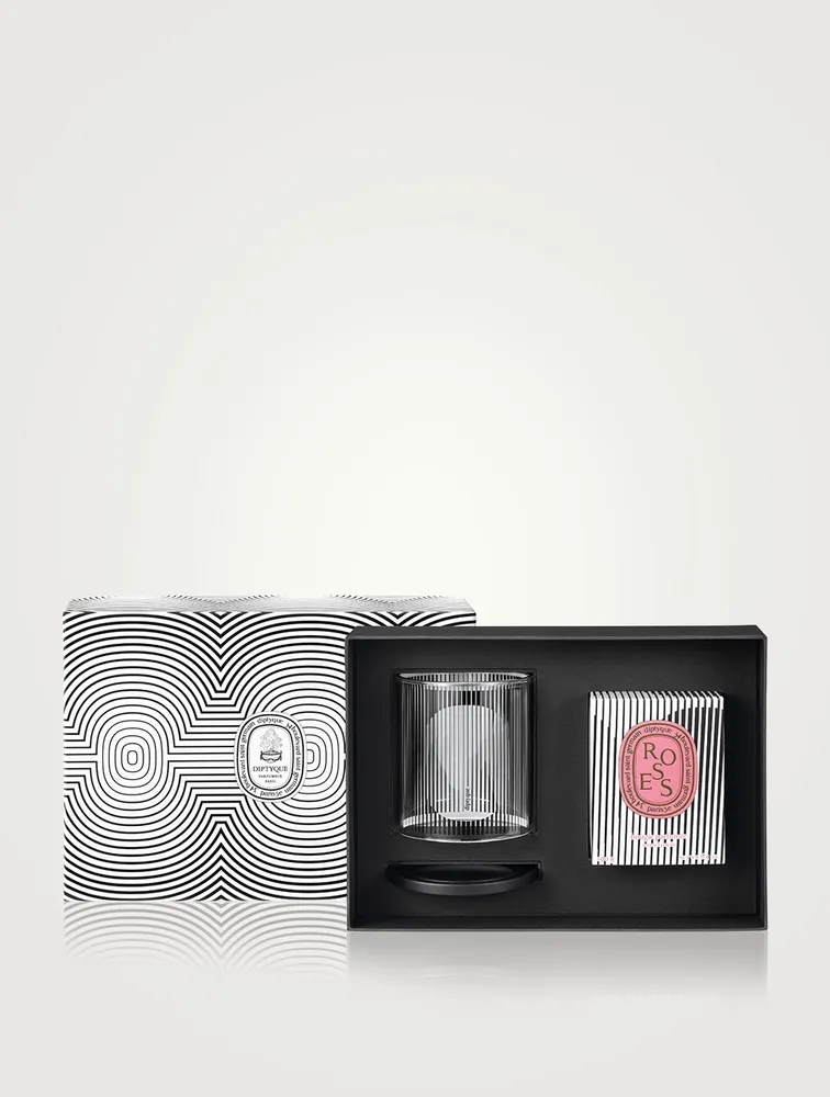 Limited Edition Candle Holder Set with Roses Candle