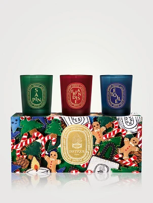 Sapin (Pine Tree), Friandise (Sweet Treat), Étoile (Star) - Set of 3 Small Candles