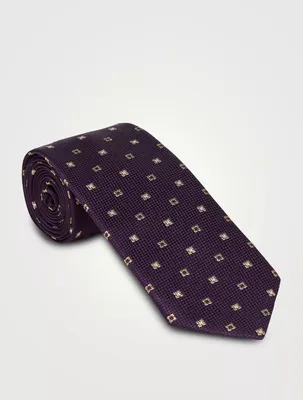 Silk Tie With Geometric Pattern