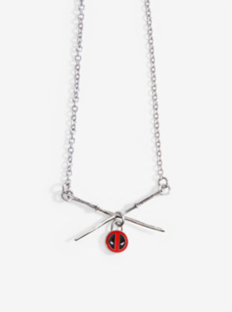 Marvel Deadpool Crossed Swords Stainless Steel Necklace