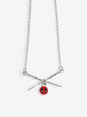 Marvel Deadpool Crossed Swords Stainless Steel Necklace