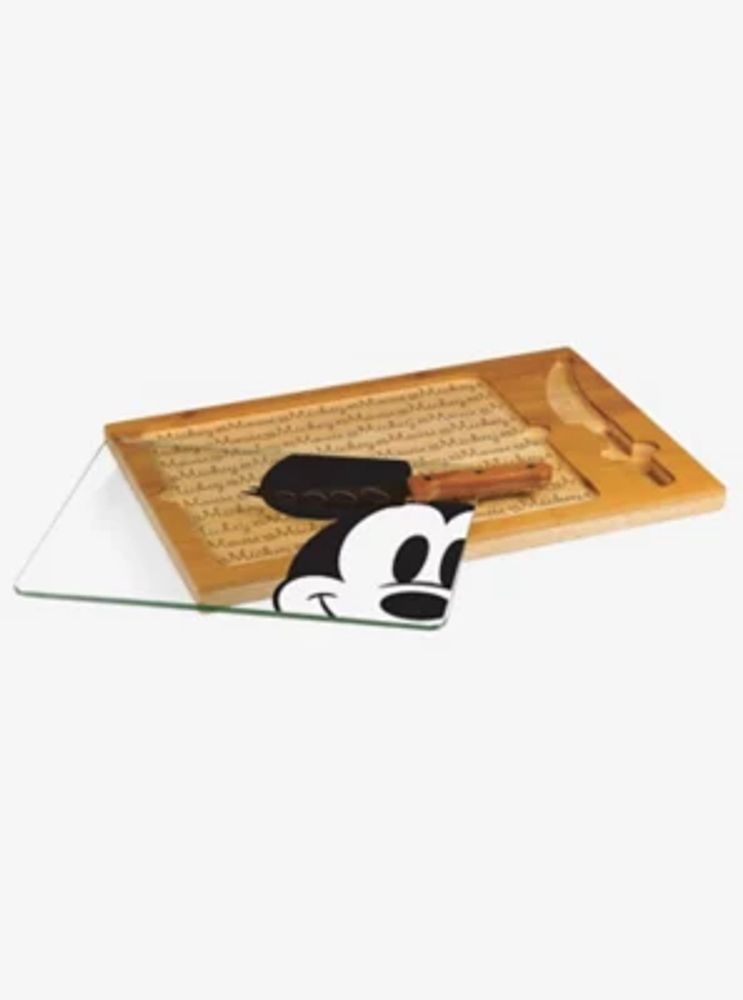 Disney Mickey Mouse Icon Glass Top Serving Tray & Knife Set