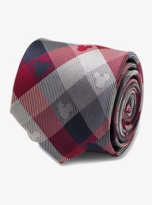 Disney Mickey Mouse Red and Blue Plaid Tie