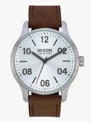 Nixon Patrol Leather Silver Brown Watch