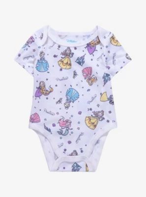 Disney Princess Doodle Art Allover Print Infant One-Piece - BoxLunch Exclusive