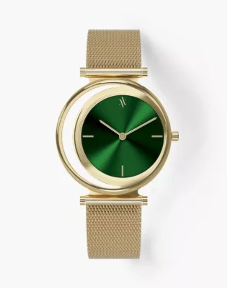 VANNA Gold-Plated Eclipse Emerald-Green Watch