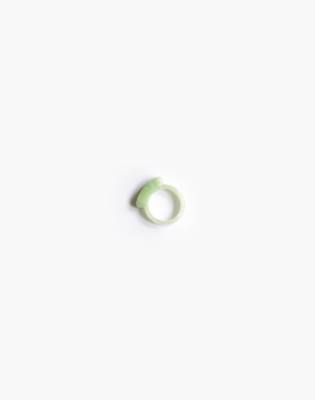Seree Saddle Mottled Green Jade Signet Ring