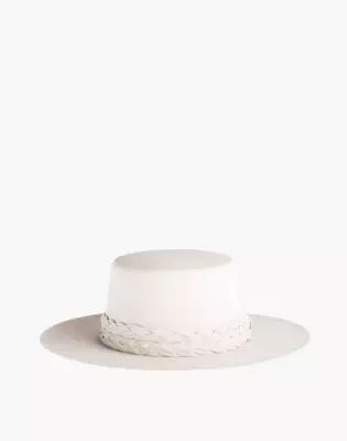 ASN Vegan Leather Off White Boater Hat