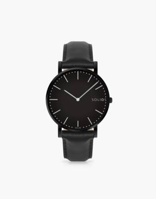 Solios Watches The Solar All Black - Eco Vegan Leather Strap
