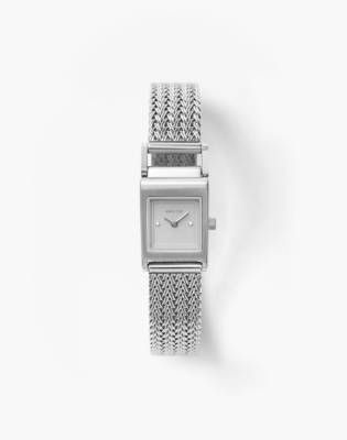 BREDA Revel Tethered Silver Stainless Steel Mesh Bracelet Watch, 18mm