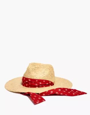 Scarf-Strap Straw Hat