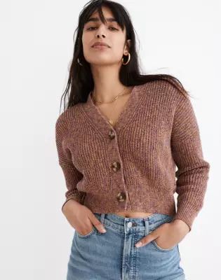 Marled Greywood Crop Cardigan Sweater