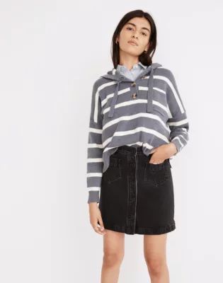 Denim High-Waist Button-Front Mini Skirt in Gilmore Wash