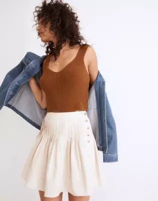 Hemp-Cotton Pintuck Full Mini Skirt: Undyed Edition