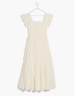 Plus Ruffle-Strap Tiered Midi Dress Textural Stripe