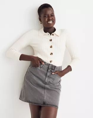 Curvy Denim High-Waist Straight Mini Skirt Northboro Wash