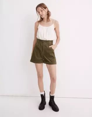Corduroy Pull-On Paperbag Shorts