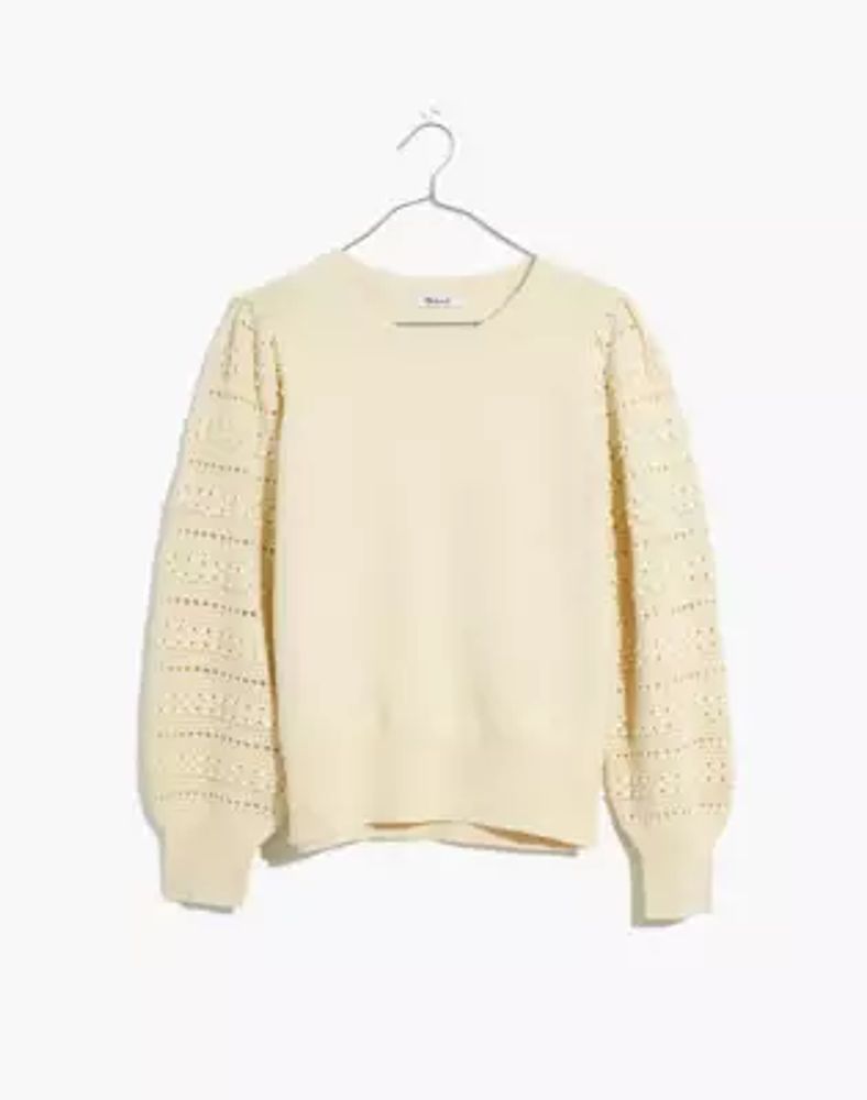 Bobble-Sleeve Pullover Sweater