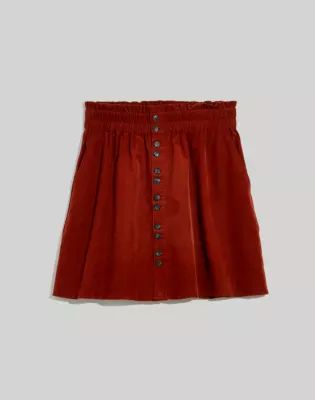 Plus Baby Corduroy Paperbag Button-Front Mini Skirt
