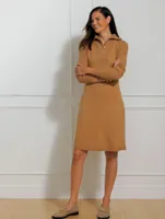 Zip Collar Sweater Dress - Tweed