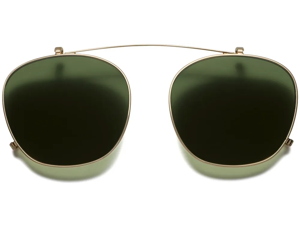 Felix Clip-On Medium in Polished Gold with Green Lenses | Warby Parker