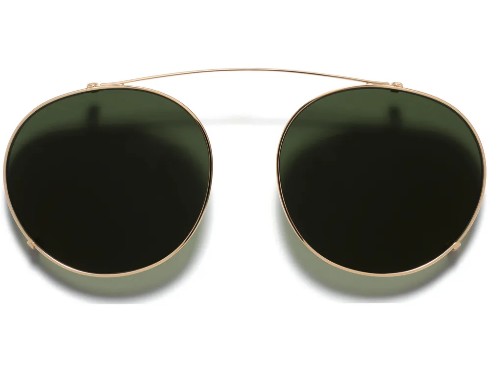 Simon Clip-On Medium in Polished Gold with Green Lenses | Warby Parker