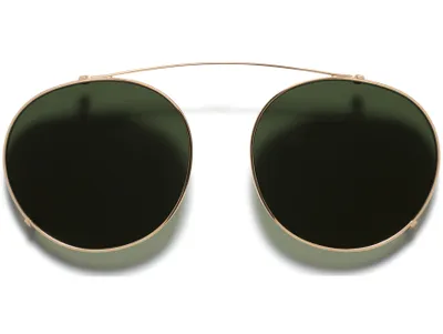 Simon Clip-On Medium in Polished Gold with Green Lenses | Warby Parker
