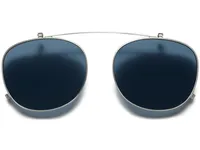 Durand Clip-On Medium in Polished Silver with Blue Lenses | Warby Parker