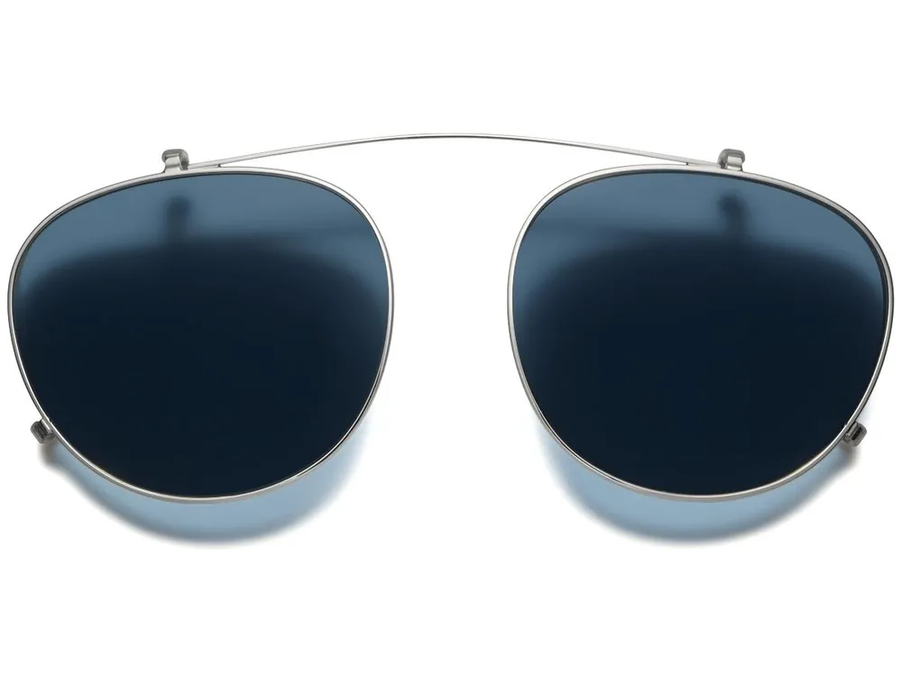 Percey Clip-On Medium in Polished Silver with Blue Lenses | Warby Parker