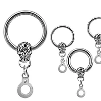 Skull + Handcuff Captive Bead Ring 16g-10g