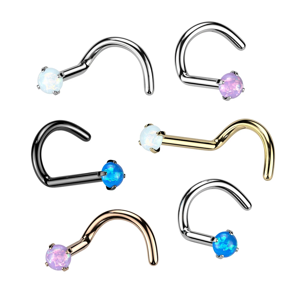 PREMIUM G23 Titanium Claw-Set Opal Nose Screw 18g