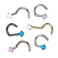 PREMIUM G23 Titanium Claw-Set Opal Nose Screw 18g