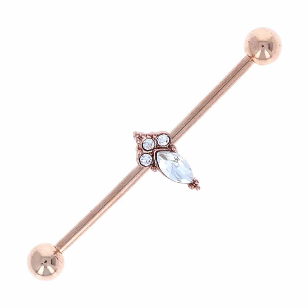 PREMIUM Marquise Crystal Industrial Barbell 14g