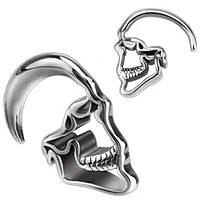 SS High Polish Skull Ear Hanger 14g-0g