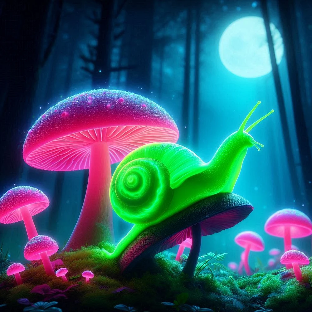 Neon Moonlight Mushy Snail