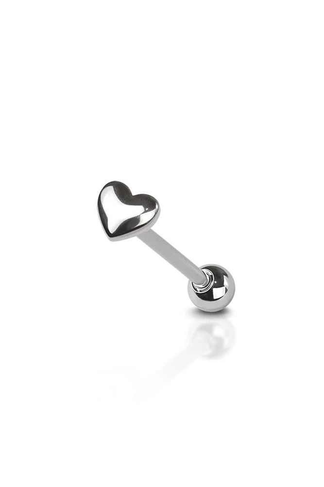 Heart Tongue Ring 14g